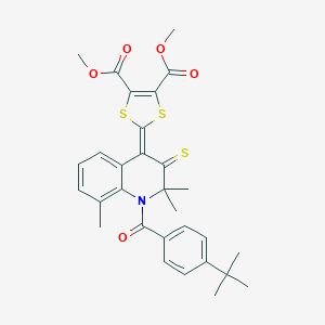molecular formula C30H31NO5S3 B408506 DIMETHYL 2-[1-[4-(TERT-BUTYL)BENZOYL]-2,2,8-TRIMETHYL-3-THIOXO-2,3-DIHYDRO-4(1H)-QUINOLINYLIDEN]-1,3-DITHIOLE-4,5-DICARBOXYLATE 