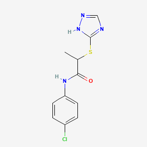 molecular formula C11H11ClN4OS B4085060 N-(4-chlorophenyl)-2-(1H-1,2,4-triazol-5-ylsulfanyl)propanamide 