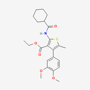 molecular formula C23H29NO5S B4085171 Ethyl 2-(cyclohexanecarbonylamino)-4-(3,4-dimethoxyphenyl)-5-methylthiophene-3-carboxylate 