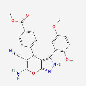 molecular formula C23H20N4O5 B4085308 Methyl 4-[6-amino-5-cyano-3-(2,5-dimethoxyphenyl)-2,4-dihydropyrano[2,3-c]pyrazol-4-yl]benzoate 