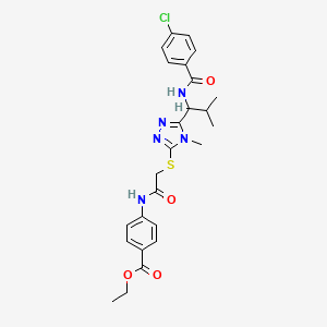 molecular formula C25H28ClN5O4S B4085448 ethyl 4-[({[5-(1-{[(4-chlorophenyl)carbonyl]amino}-2-methylpropyl)-4-methyl-4H-1,2,4-triazol-3-yl]sulfanyl}acetyl)amino]benzoate 