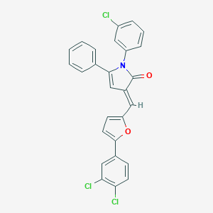 molecular formula C27H16Cl3NO2 B408555 (3E)-1-(3-CHLOROPHENYL)-3-{[5-(3,4-DICHLOROPHENYL)FURAN-2-YL]METHYLIDENE}-5-PHENYL-2,3-DIHYDRO-1H-PYRROL-2-ONE 