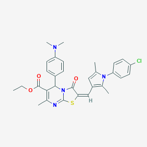 molecular formula C31H31ClN4O3S B408557 ethyl 2-{[1-(4-chlorophenyl)-2,5-dimethyl-1H-pyrrol-3-yl]methylene}-5-[4-(dimethylamino)phenyl]-7-methyl-3-oxo-2,3-dihydro-5H-[1,3]thiazolo[3,2-a]pyrimidine-6-carboxylate 