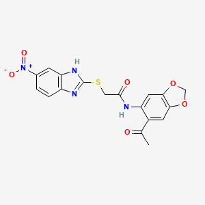 molecular formula C18H14N4O6S B4085741 N-(6-ACETYL-2H-13-BENZODIOXOL-5-YL)-2-[(5-NITRO-1H-13-BENZODIAZOL-2-YL)SULFANYL]ACETAMIDE 