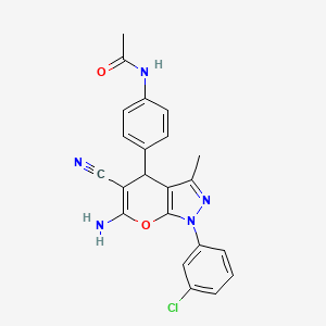 molecular formula C22H18ClN5O2 B4085755 N-[4-[6-amino-1-(3-chlorophenyl)-5-cyano-3-methyl-4H-pyrano[2,3-c]pyrazol-4-yl]phenyl]acetamide 