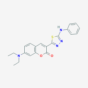 molecular formula C21H20N4O2S B408582 3-(5-anilino-1,3,4-thiadiazol-2-yl)-7-(diethylamino)-2H-chromen-2-one CAS No. 63723-38-6