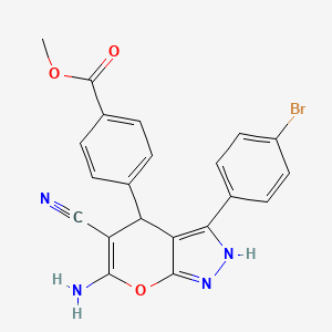 molecular formula C21H15BrN4O3 B4086017 Methyl 4-[6-amino-3-(4-bromophenyl)-5-cyano-2,4-dihydropyrano[2,3-c]pyrazol-4-yl]benzoate 