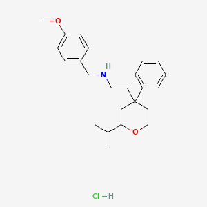 molecular formula C24H34ClNO2 B4086048 N-[(4-methoxyphenyl)methyl]-2-(4-phenyl-2-propan-2-yloxan-4-yl)ethanamine;hydrochloride 