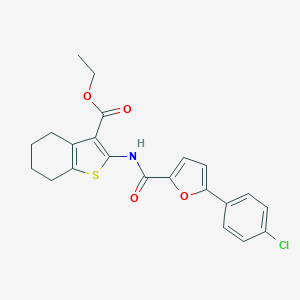molecular formula C22H20ClNO4S B408605 ETHYL 2-[5-(4-CHLOROPHENYL)FURAN-2-AMIDO]-4,5,6,7-TETRAHYDRO-1-BENZOTHIOPHENE-3-CARBOXYLATE 