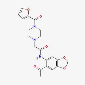 molecular formula C20H21N3O6 B4086117 N-(6-acetyl-1,3-benzodioxol-5-yl)-2-[4-(furan-2-ylcarbonyl)piperazin-1-yl]acetamide 