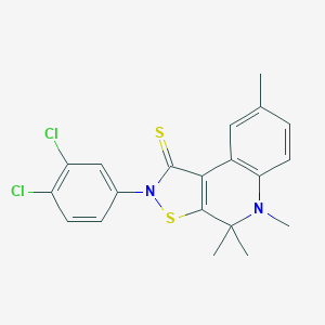 B408619 2-(3,4-dichlorophenyl)-4,4,5,8-tetramethyl-4,5-dihydro[1,2]thiazolo[5,4-c]quinoline-1(2H)-thione CAS No. 351191-31-6