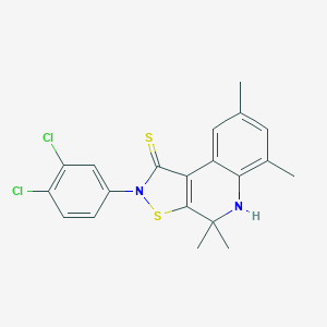 B408622 2-(3,4-dichlorophenyl)-4,4,6,8-tetramethyl-4,5-dihydroisothiazolo[5,4-c]quinoline-1(2H)-thione CAS No. 351191-29-2