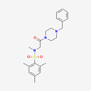 molecular formula C23H31N3O3S B4086352 N-[2-(4-benzylpiperazin-1-yl)-2-oxoethyl]-N,2,4,6-tetramethylbenzenesulfonamide 