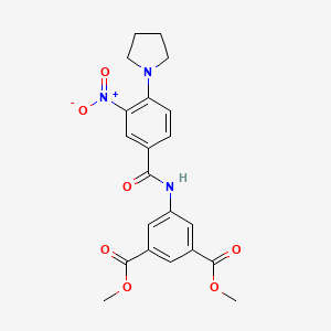 molecular formula C21H21N3O7 B4086448 Dimethyl 5-({[3-nitro-4-(pyrrolidin-1-yl)phenyl]carbonyl}amino)benzene-1,3-dicarboxylate 