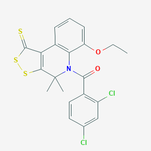 molecular formula C21H17Cl2NO2S3 B408648 5-(2,4-dichlorobenzoyl)-6-ethoxy-4,4-dimethyl-4,5-dihydro-1H-[1,2]dithiolo[3,4-c]quinoline-1-thione CAS No. 351192-59-1