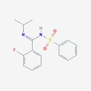 molecular formula C16H17FN2O2S B4086510 N-(benzenesulfonyl)-2-fluoro-N'-propan-2-ylbenzenecarboximidamide 