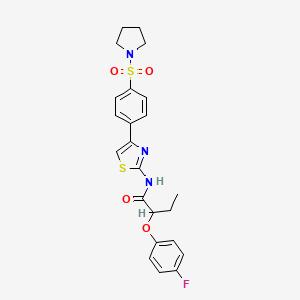 molecular formula C23H24FN3O4S2 B4086576 2-(4-fluorophenoxy)-N-{4-[4-(pyrrolidin-1-ylsulfonyl)phenyl]-1,3-thiazol-2-yl}butanamide 