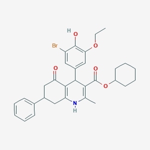 molecular formula C31H34BrNO5 B408658 cyclohexyl 4-(3-bromo-5-ethoxy-4-hydroxyphenyl)-2-methyl-5-oxo-7-phenyl-1,4,5,6,7,8-hexahydroquinoline-3-carboxylate 