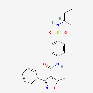 molecular formula C21H23N3O4S B4086589 N-[4-(butan-2-ylsulfamoyl)phenyl]-5-methyl-3-phenyl-1,2-oxazole-4-carboxamide 