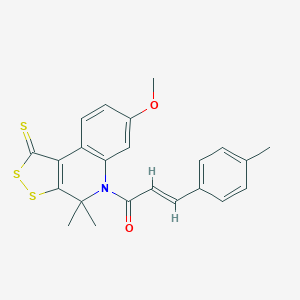 B408662 (E)-1-(7-methoxy-4,4-dimethyl-1-sulfanylidenedithiolo[3,4-c]quinolin-5-yl)-3-(4-methylphenyl)prop-2-en-1-one CAS No. 351193-01-6