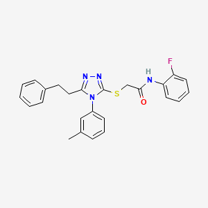 molecular formula C25H23FN4OS B4086655 N-(2-fluorophenyl)-2-{[4-(3-methylphenyl)-5-(2-phenylethyl)-4H-1,2,4-triazol-3-yl]thio}acetamide 