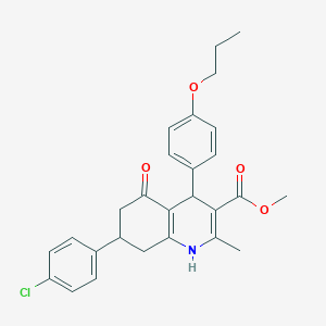 molecular formula C27H28ClNO4 B408666 methyl 7-(4-chlorophenyl)-2-methyl-5-oxo-4-(4-propoxyphenyl)-1,4,5,6,7,8-hexahydroquinoline-3-carboxylate 