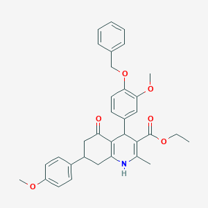 molecular formula C34H35NO6 B408667 Ethyl 4-[4-(benzyloxy)-3-methoxyphenyl]-7-(4-methoxyphenyl)-2-methyl-5-oxo-1,4,5,6,7,8-hexahydroquinoline-3-carboxylate 