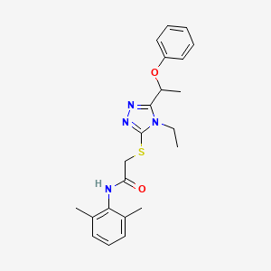 molecular formula C22H26N4O2S B4086670 N-(2,6-dimethylphenyl)-2-{[4-ethyl-5-(1-phenoxyethyl)-4H-1,2,4-triazol-3-yl]sulfanyl}acetamide 