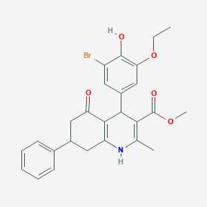 molecular formula C26H26BrNO5 B408675 methyl 4-(3-bromo-5-ethoxy-4-hydroxyphenyl)-2-methyl-5-oxo-7-phenyl-1,4,5,6,7,8-hexahydroquinoline-3-carboxylate 