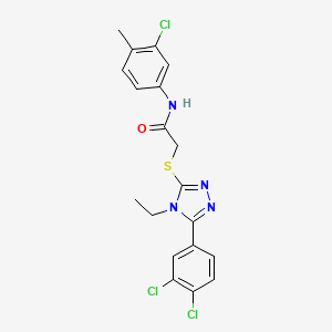 molecular formula C19H17Cl3N4OS B4086849 N-(3-chloro-4-methylphenyl)-2-{[5-(3,4-dichlorophenyl)-4-ethyl-4H-1,2,4-triazol-3-yl]sulfanyl}acetamide 