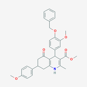 molecular formula C33H33NO6 B408690 Methyl 4-[4-(benzyloxy)-3-methoxyphenyl]-7-(4-methoxyphenyl)-2-methyl-5-oxo-1,4,5,6,7,8-hexahydroquinoline-3-carboxylate 