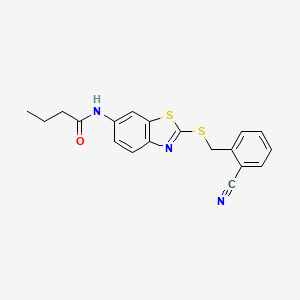 molecular formula C19H17N3OS2 B4086946 N-[2-[(2-cyanophenyl)methylsulfanyl]-1,3-benzothiazol-6-yl]butanamide 