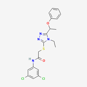 molecular formula C20H20Cl2N4O2S B4086966 N-(3,5-dichlorophenyl)-2-{[4-ethyl-5-(1-phenoxyethyl)-4H-1,2,4-triazol-3-yl]sulfanyl}acetamide 
