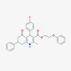 molecular formula C31H28FNO4 B408701 2-phenoxyethyl 4-(4-fluorophenyl)-2-methyl-5-oxo-7-phenyl-1,4,5,6,7,8-hexahydroquinoline-3-carboxylate 