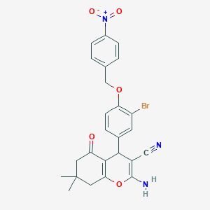 molecular formula C25H22BrN3O5 B4087016 2-amino-4-{3-bromo-4-[(4-nitrobenzyl)oxy]phenyl}-7,7-dimethyl-5-oxo-5,6,7,8-tetrahydro-4H-chromene-3-carbonitrile 