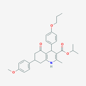 molecular formula C30H35NO5 B408706 Isopropyl 7-(4-methoxyphenyl)-2-methyl-5-oxo-4-(4-propoxyphenyl)-1,4,5,6,7,8-hexahydro-3-quinolinecarboxylate 