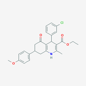 molecular formula C26H26ClNO4 B408717 ethyl 4-(3-chlorophenyl)-7-(4-methoxyphenyl)-2-methyl-5-oxo-1,4,5,6,7,8-hexahydroquinoline-3-carboxylate 