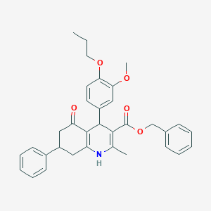 molecular formula C34H35NO5 B408719 Benzyl 4-(3-methoxy-4-propoxyphenyl)-2-methyl-5-oxo-7-phenyl-1,4,5,6,7,8-hexahydroquinoline-3-carboxylate 