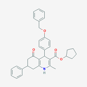 molecular formula C35H35NO4 B408720 CYCLOPENTYL 4-[4-(BENZYLOXY)PHENYL]-2-METHYL-5-OXO-7-PHENYL-4,6,7,8-TETRAHYDRO-1H-QUINOLINE-3-CARBOXYLATE 