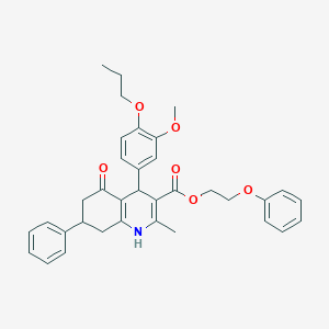 molecular formula C35H37NO6 B408723 2-phenoxyethyl 4-(3-methoxy-4-propoxyphenyl)-2-methyl-5-oxo-7-phenyl-1,4,5,6,7,8-hexahydroquinoline-3-carboxylate 