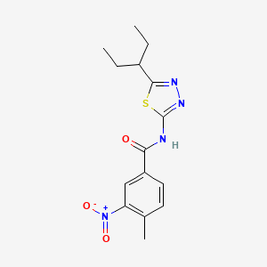 molecular formula C15H18N4O3S B4087271 N-[5-(1-ethylpropyl)-1,3,4-thiadiazol-2-yl]-4-methyl-3-nitrobenzamide 