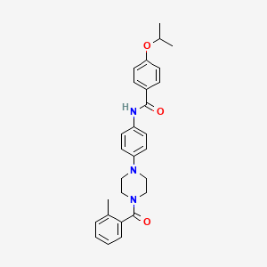 molecular formula C28H31N3O3 B4087314 N-(4-{4-[(2-methylphenyl)carbonyl]piperazin-1-yl}phenyl)-4-(propan-2-yloxy)benzamide 