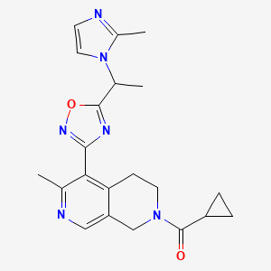 molecular formula C21H24N6O2 B4087326 2-(cyclopropylcarbonyl)-6-methyl-5-{5-[1-(2-methyl-1H-imidazol-1-yl)ethyl]-1,2,4-oxadiazol-3-yl}-1,2,3,4-tetrahydro-2,7-naphthyridine 