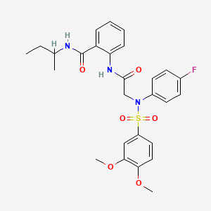 molecular formula C27H30FN3O6S B4087345 N-(butan-2-yl)-2-({N-[(3,4-dimethoxyphenyl)sulfonyl]-N-(4-fluorophenyl)glycyl}amino)benzamide 