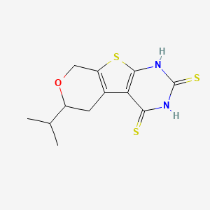 molecular formula C12H14N2OS3 B4087358 12-propan-2-yl-11-oxa-8-thia-4,6-diazatricyclo[7.4.0.02,7]trideca-1(9),2(7)-diene-3,5-dithione 