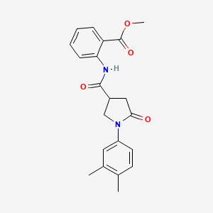 molecular formula C21H22N2O4 B4087470 Methyl 2-({[1-(3,4-dimethylphenyl)-5-oxopyrrolidin-3-yl]carbonyl}amino)benzoate 