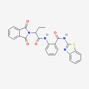 molecular formula C26H20N4O4S B4087484 N~1~-(1,3-BENZOTHIAZOL-2-YL)-2-{[2-(1,3-DIOXO-1,3-DIHYDRO-2H-ISOINDOL-2-YL)BUTANOYL]AMINO}BENZAMIDE 