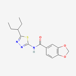 molecular formula C15H17N3O3S B4087594 N-[5-(PENTAN-3-YL)-1,3,4-THIADIAZOL-2-YL]-2H-1,3-BENZODIOXOLE-5-CARBOXAMIDE 