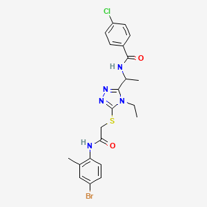 molecular formula C22H23BrClN5O2S B4087786 N-{1-[5-({2-[(4-bromo-2-methylphenyl)amino]-2-oxoethyl}sulfanyl)-4-ethyl-4H-1,2,4-triazol-3-yl]ethyl}-4-chlorobenzamide 