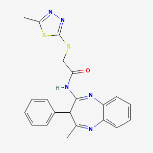 molecular formula C21H19N5OS2 B4088029 N-(4-methyl-3-phenyl-3H-1,5-benzodiazepin-2-yl)-2-[(5-methyl-1,3,4-thiadiazol-2-yl)sulfanyl]acetamide 